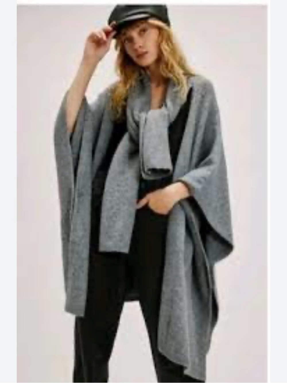 Free People Ellie Scarf Wrap Duster Grey One Size
